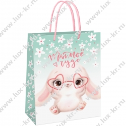 Пакет подарочный 11*14*6,5см MESHU "Cute rabbit", матовая ламинация