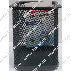BRAUBERG "Germanium", Стакан металлический, квадратное основание, 98х80х80 мм, черный, 231938