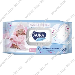 АУРА влажные салфетки Ultra Comfort Алоэ 100шт с крышкой