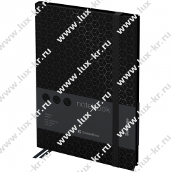Записная книжка А5 80л., кожзам, Berlingo "DoubleBlack" NB0_94502, черный срез, черная, с рисунком, на резинке