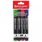 Маркеры для флипчарта BRAUBERG, НАБОР 4 шт., НЕПРОПИТЫВАЮЩИЕ, АССОРТИ, круглые, 2,5 мм, 151257 Маркеры для флипчарта BRAUBERG, НАБОР 4 шт., НЕПРОПИТЫВАЮЩИЕ, АССОРТИ, круглые, 2,5 мм, 151257