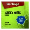 Самоклеящийся блок Berlingo "Ultra Sticky", 75*75мм, 80л, зеленый неон Самоклеящийся блок Berlingo "Ultra Sticky", 75*75мм, 80л, зеленый неон
