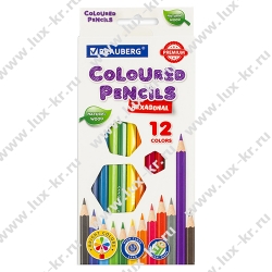 Карандаши цветные BRAUBERG PREMIUM, 12 цветов, шестигранные, грифель мягкий 3,3 мм, 181656