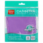 OfficeClean Салфетка для стекол и зеркал, плотная микрофибра, 30*30см