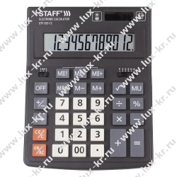 STAFF PLUS STF-333 Калькулятор настольный (200x154 мм), 12 разрядов, двойное питание, 250415