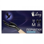 Перчатки нитриловые Libry черные неопудренные, 50 пар (М)