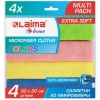 ЛАЙМА Салфетка из плотной микрофибры 30х30 см "MULTI PACK PRO COLOUR 30", КОМПЛЕКТ 4 шт., 607792