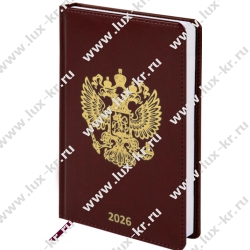 Ежедневник датированный 2026 А5 138х213 мм, BRAUBERG "State", под кожу, коричневый, 117417