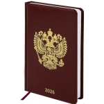 Ежедневник датированный 2026 А5 138х213 мм, BRAUBERG "State", под кожу, коричневый, 117417  Ежедневник датированный 2026 А5 138х213 мм, BRAUBERG "State", под кожу, коричневый, 117417