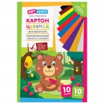 Картон цветной А4, ArtSpace, 10л., 10цв., немелованный, золото, серебро, в папке, "Волшебный. Медвежонок"  Картон цветной А4, ArtSpace, 10л., 10цв., немелованный, золото, серебро, в папке, "Волшебный. Медвежонок"