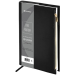 Ежедневник недатированный А5 145х220 мм, BRAUBERG "Zipline" под кожу, карман-молния,160 л., черный, 116247