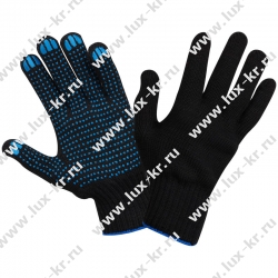 Перчатки х/б 7 класс OfficeClean, профи, с точечным ПВХ, 6 нитей, черные, 61-63г, 216 текс 344216