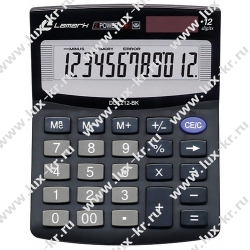 LAMARK212 Калькулятор 12р. Настольный 125х100х27мм,  2-ое питание, черный DDT212-BK